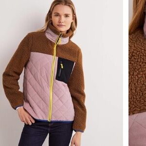 BODEN borg quilted puffer brown and pink size is 10/12